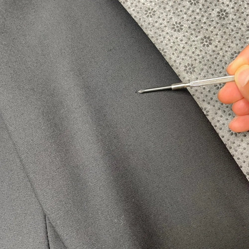 Vintage Valentino Uomo Black Tuxedo Suit Pure Wool Satin Lapel 44L W34xL34 FLAW